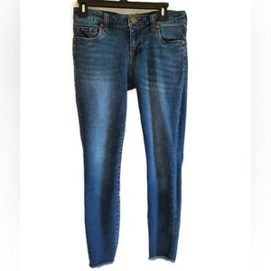 Kut From The Kloth Skinny Ankle Jeans Women's Size 4 Dark Wash Frayed Hem